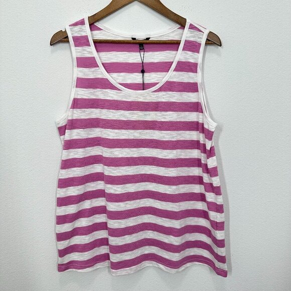 NYDJ Pink Lilac Striped Lightweight Casual Tank Summer Size Large NWT - Picture 1 of 6
